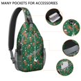 thumbnail image 2 of Sling Backpack,Green Christmas Gingerbread Man Pattern Sling Bag with Water Bottle Holder,Waterproof Sling Bag for Men/Women with Headphone Jack for Hiking,Travel, 2 of 6