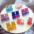 thumbnail image 3 of Aellinatey 6 Pair Fashion Lovely Candy Color Cartoon Sweet Bear Resin Gummy Bear Earrings Little Animal Charms Ear Studs Jewelry, 3 of 12