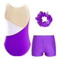 thumbnail image 2 of YONGHS Kids Girls Sleeveless Dance Tumbling Gymnastics Leotards with Booty Shorts Hairband Set Purple 12, 2 of 7