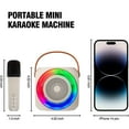 thumbnail image 2 of Mini máquina de karaoke, altavoz Bluetooth portátil con 2 micrófonos inalámbricos, apto para niños y adultos, con luces LED, 2 of 7