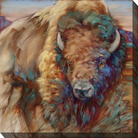 Outdoor Living and Style Brown and Gray Troublemakers Outdoor Canvas Square Wall Art Decor 24" x 24"