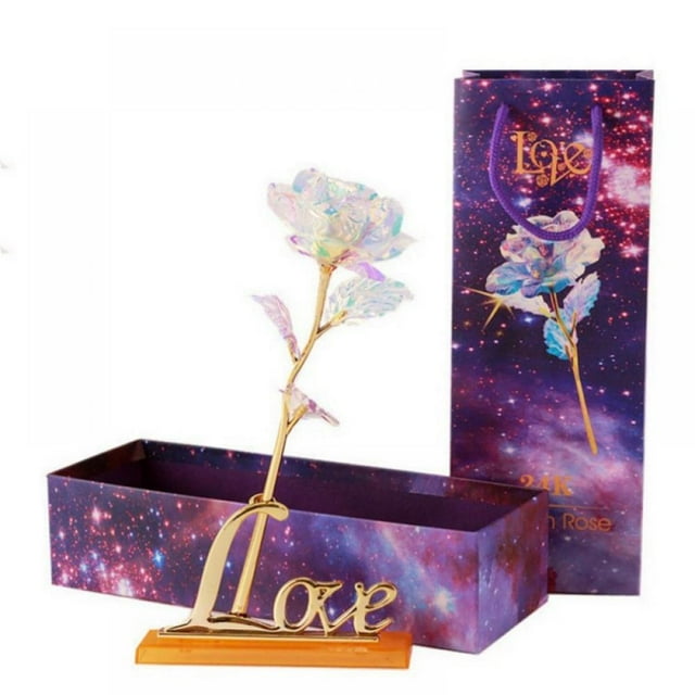 24K Gold Foil Rose, Artificial Rose Flowers with Display Stand in Gift Box,Best Gift for Valentine's Day, Mother's Day, Anniversary, Birthday,Wedding, Christmas, Thanksgiving