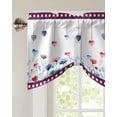 thumbnail image 3 of Tie Up Valance Curtain for Kitchen, Independence Day Flower Star Love Heart Rod Pocket Short Curtains Adjustable Tie-Up Shade Valances, Red Blue Plaid Window Treatment for Bathroom Living Room Bedroom, 3 of 7