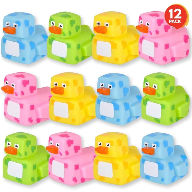 Rubber Duckies ArtCreativity pixelados de 5,7 cm para baño, paquete de 12 unidades
