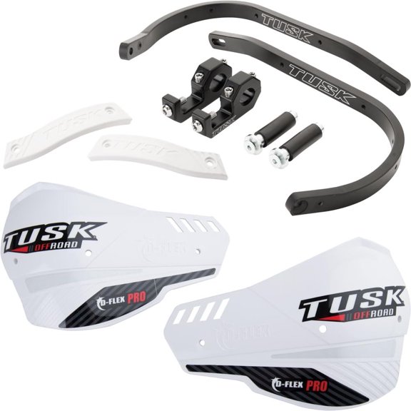 Tusk D-Flex Pro Adventure Handguards Black Bar/White Plastics 7/8" Bars for Honda CRF250L Rally 2017-2020