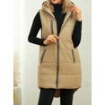 thumbnail image 2 of hirigin Women's Winter Sleeveless Jacket Vest Lightweight Padded Quilted Long Hooded Jacket Vest Outerwear (Black , M ), 2 of 9