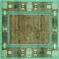 thumbnail image 1 of Ahgly Company Machine Washable Indoor Square Oriental Turquoise Blue Modern Area Rugs, 5' Square, 1 of 4