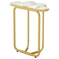 thumbnail image 4 of Barara King 26Inch Tall Faux Narrow Nightstand Sofa Table with Stylish Gold Frame, Half-Flower Accent End Table Side Table for Small Spaces, Living Room, Bedroom, White & Gold, 4 of 6