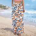 thumbnail image 5 of cocolona Womens Summer Casual Printed Palazzo Pants Elastic Waist Wide Leg Split Vacation Travel Lounge Trousers with Pocket, 5 of 5