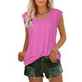 thumbnail image 2 of Mrat Yoga Tank Tops Women's Cap Sleeve Tops Summer Tank Tops Casual Basic Tees Shirts Loose Blouses Yoga Tank Tops S-395 Hot-Pink L, 2 of 6