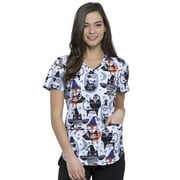 Cherokee Prints Women Medical Scrubs Top V-Neck Print CK637
