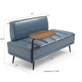 thumbnail image 4 of GZXS Modern Upholstered Bench with 360-Degree Swivel Tray, 55" Channel Tufted PU Leather Bench with Backrest & Metal Legs for Living Room,Entryway,Foyer (Gray), 4 of 7