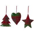 thumbnail image 4 of Northlight Plaid Heart, Tree and Star Christmas Ornaments - 5" - Red and Green - Set of 3, 4 of 7