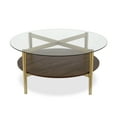 thumbnail image 2 of Evelyn&Zoe Otto 36" Wide Round Coffee Table with MDF Shelf, Gold/Walnut, 2 of 7