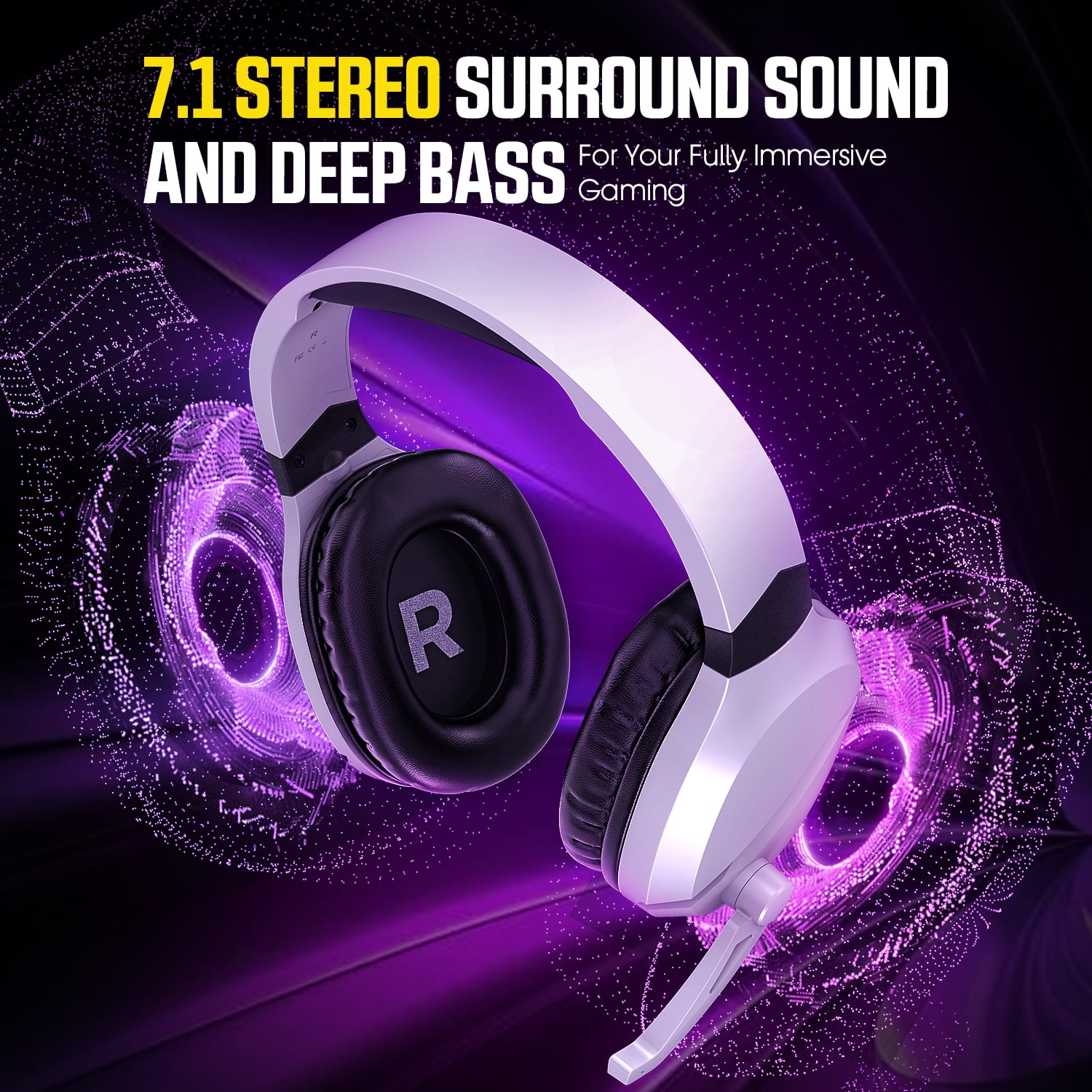 BENGOO Wireless Gaming Headset with Noise Canceling Microphone for PS5, PC, PS4, 2.4G/Bluetooth Gaming Headphones with USB and Type-c Connector