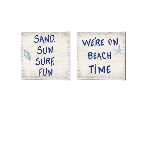 Great Art Now Beach Time Sq by James Wiens 2 Piece Canvas Art Set Each 14W x 14H