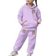 thumbnail image 5 of Bow Print Outfits Set For Kids Thick And Cozy Girls' Tracksuit Fashionable Bow Print Hoodie And Joggers Outfit For Toddlers And Kids Light Purple 110(3-4 Years), 5 of 9