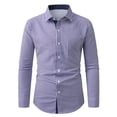 thumbnail image 5 of Felirenzacia George Men's Dress Shirt, Classic Striped Long Sleeve Shirt for Work with Chest Pocket,Purple,M, 5 of 5