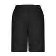 thumbnail image 5 of Tdoqot Womens Bermuda Shorts with Pockets- Knee length Soft Elastic Waist Casual Summer Lounge Shorts Black Size XL, 5 of 7