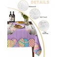 thumbnail image 5 of Purple Easter Rectangle Tablecloth, Spring Cartoon Bunny Colorful Eggs Wood Grain Waterproof & StainResistant Tablecloth, Washable Oil-proof Table Cover for Dining/Party/Wedding/Buffet 60x84 In, 5 of 9