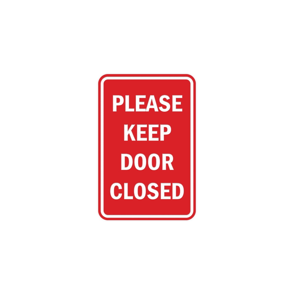 Portrait Round Please Keep Door Closed Sign With Adhesive Tape (Red