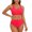 Red, variant on Women's High Waisted Bikini Sets with Push Up Top - 2 Piece Tummy Control Swimsuits Spaghetti Strap Bathing Suits, Solid Color Beach Wear(Red,L)