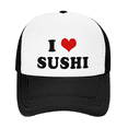 thumbnail image 2 of I Heart Sushi Love Food Funny Trucker Hat Mesh Cap Unisex Black, 2 of 5