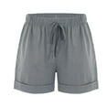thumbnail image 7 of APEXFWDT Womens Shorts Cotton Linen Elastic Waist Casual Wide Leg Summer Shorts -Breathable Cuffed Lounge Shorts with Pockets,S,Gray, 7 of 7