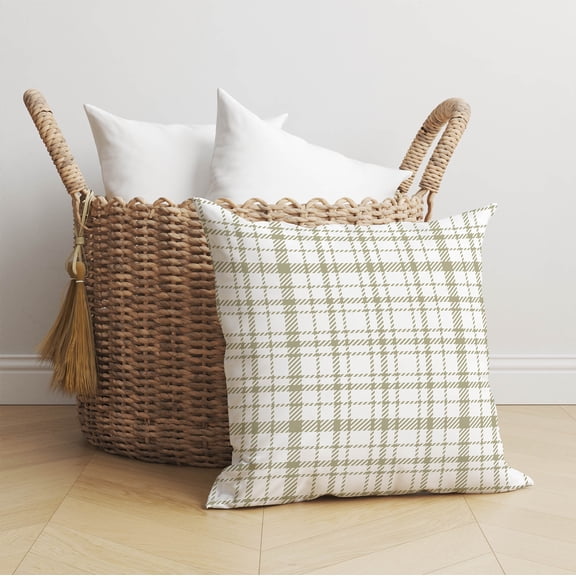 Liz Plaid Taupe Throw Pillow