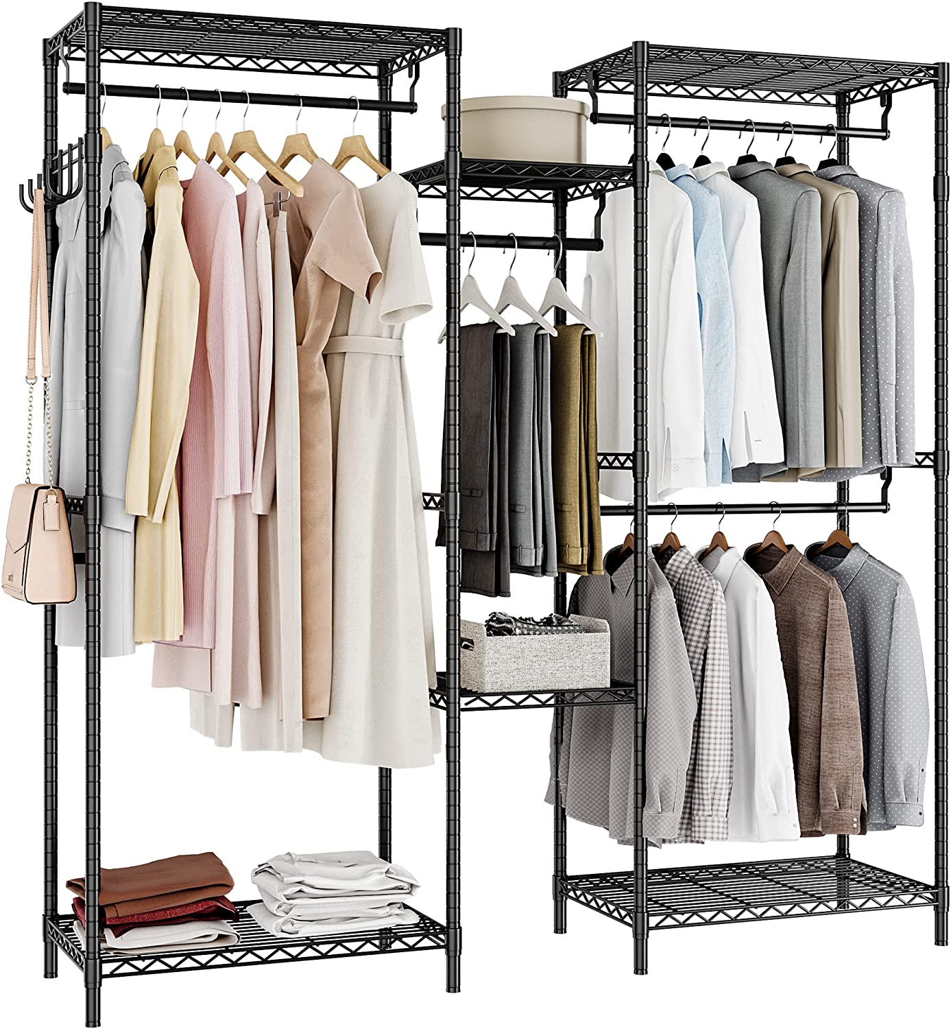 Garment Rack, Heavy Duty Iron Clothes Rack, Stand Metal Clothes Hanger