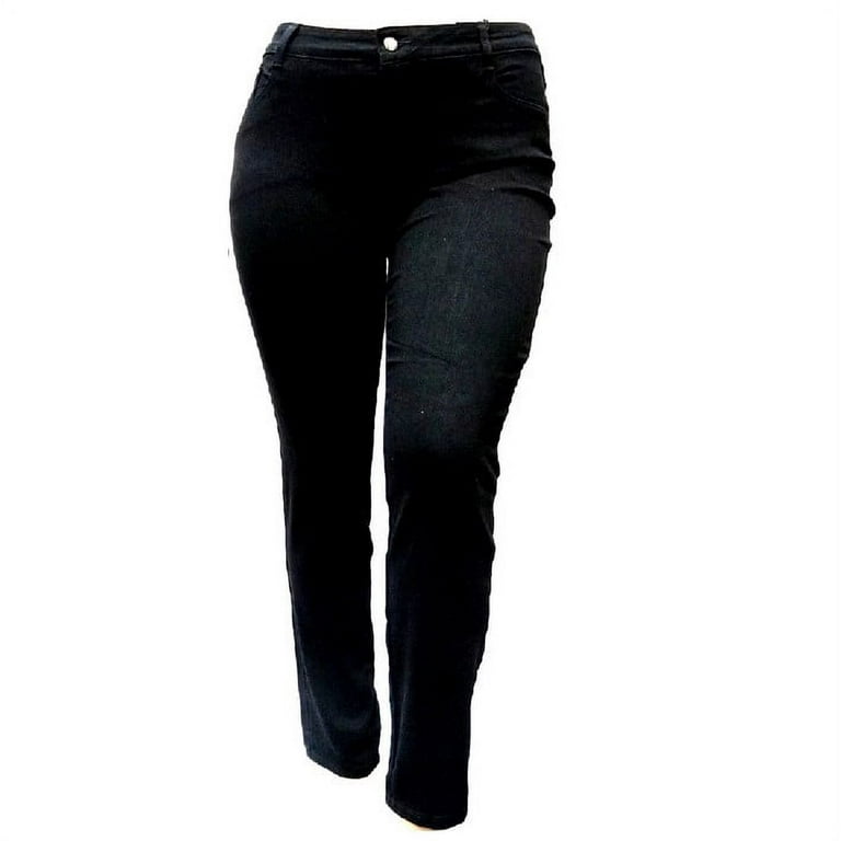 Jack David Fleur-de-lis Denim Stretchy Black jeans Mid-rise Women's Plus  Size Pants Skinny PJ-3687 