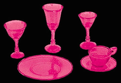 Dollhouse Miniature Chrysnbon Red Dish & Cup Set Includes 4 Sets CB99/110R 
