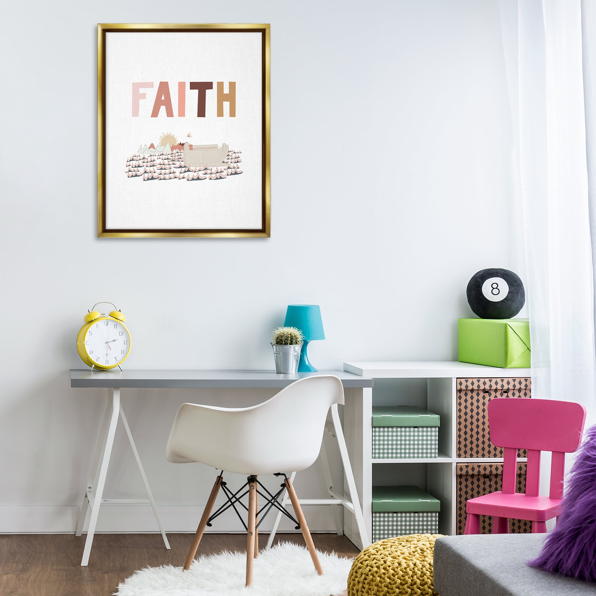 Stupell Industries Noah's Ark Faith Religious Painting Gold Floater Framed Art Print Wall Art, 25 x 31