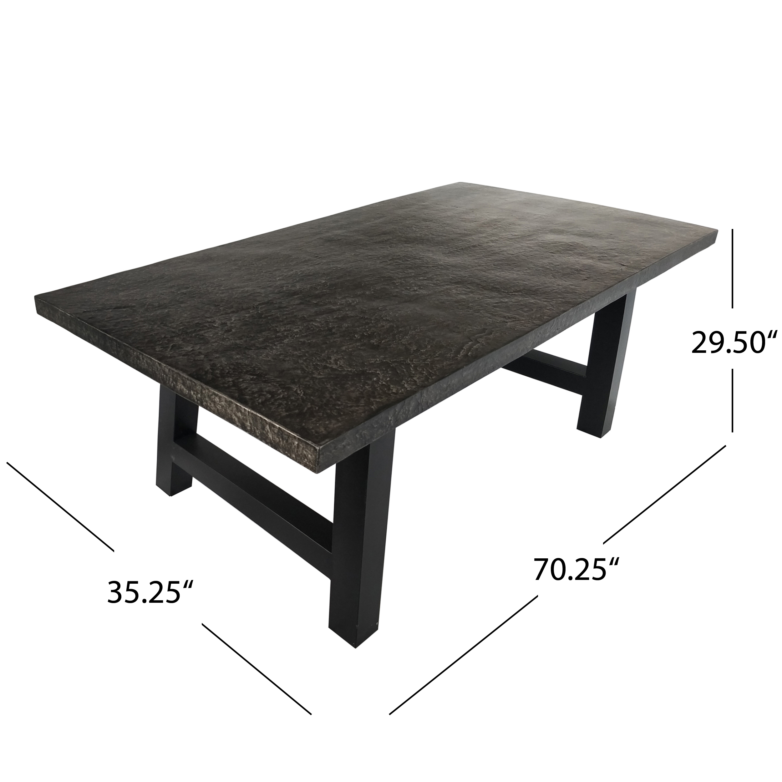 Gianni Outdoor Light Weight Concrete Dining Table, Stone Grey, Black - image 3 of 7