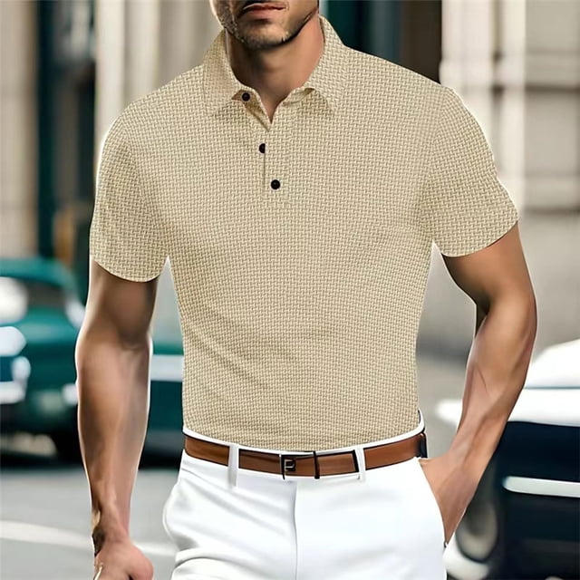 pstuiky camisetas de manga corta para hombre, Camisa de manga corta de verano de malla de seda helada con cuello de color liso para hombre camisetas de hombre xl