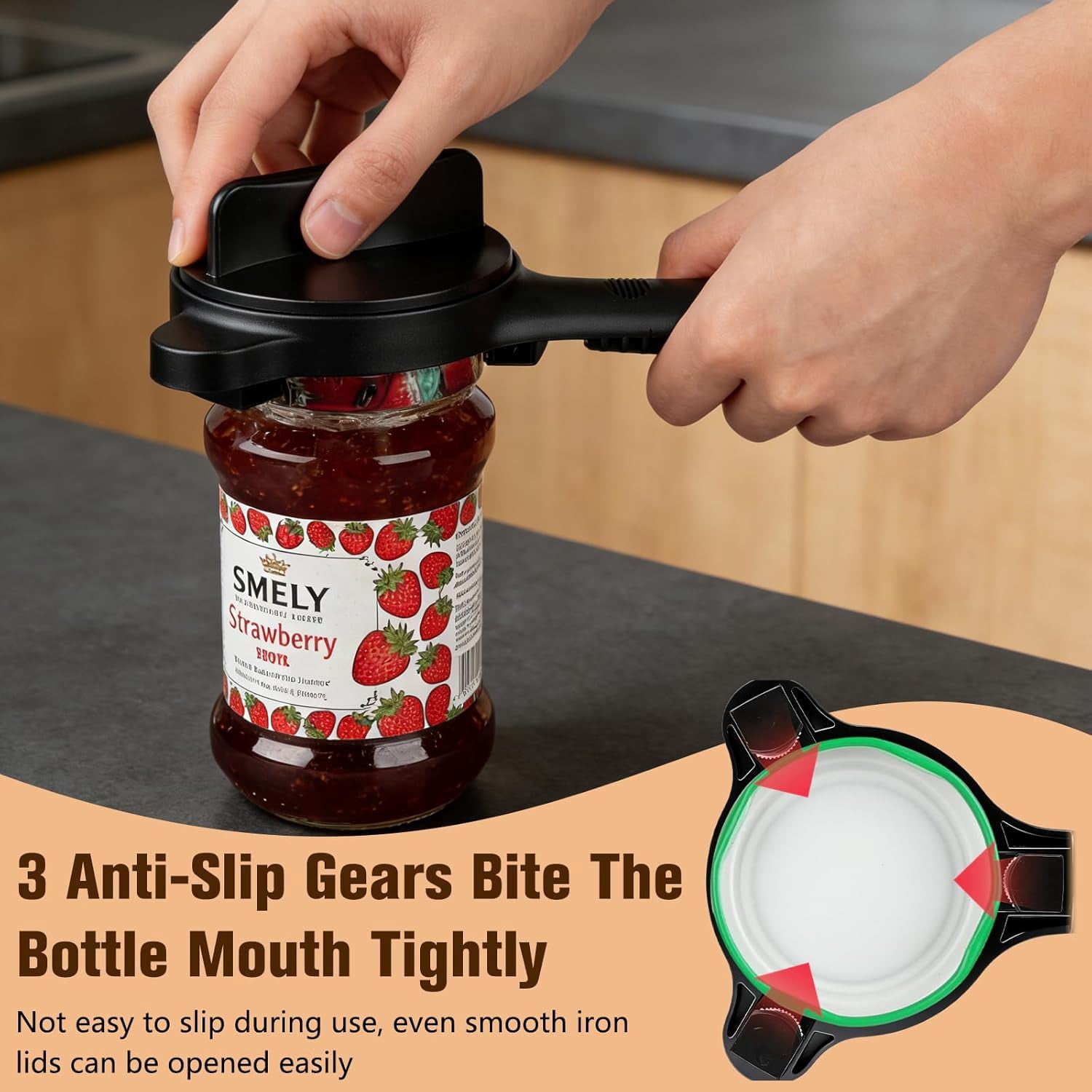 Multi-Functional Extendable Can and Bottle Opener, Ergonomic Handle Magnetic Stainless Steel Can Opener, Friendly Kitchen Tool (Black)