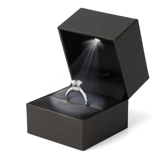 Luxury LED Light Jewelry Box, Ring Box Wiht Led Light for Engagement Proposal,Black.