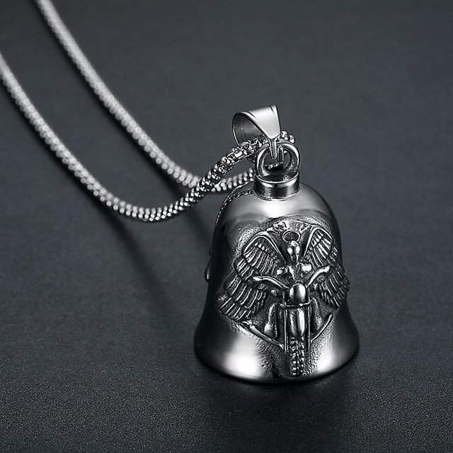 Colgante de acero de titanio TANGJMXG campana de motocicleta retro punk collar de la suerte para hombre