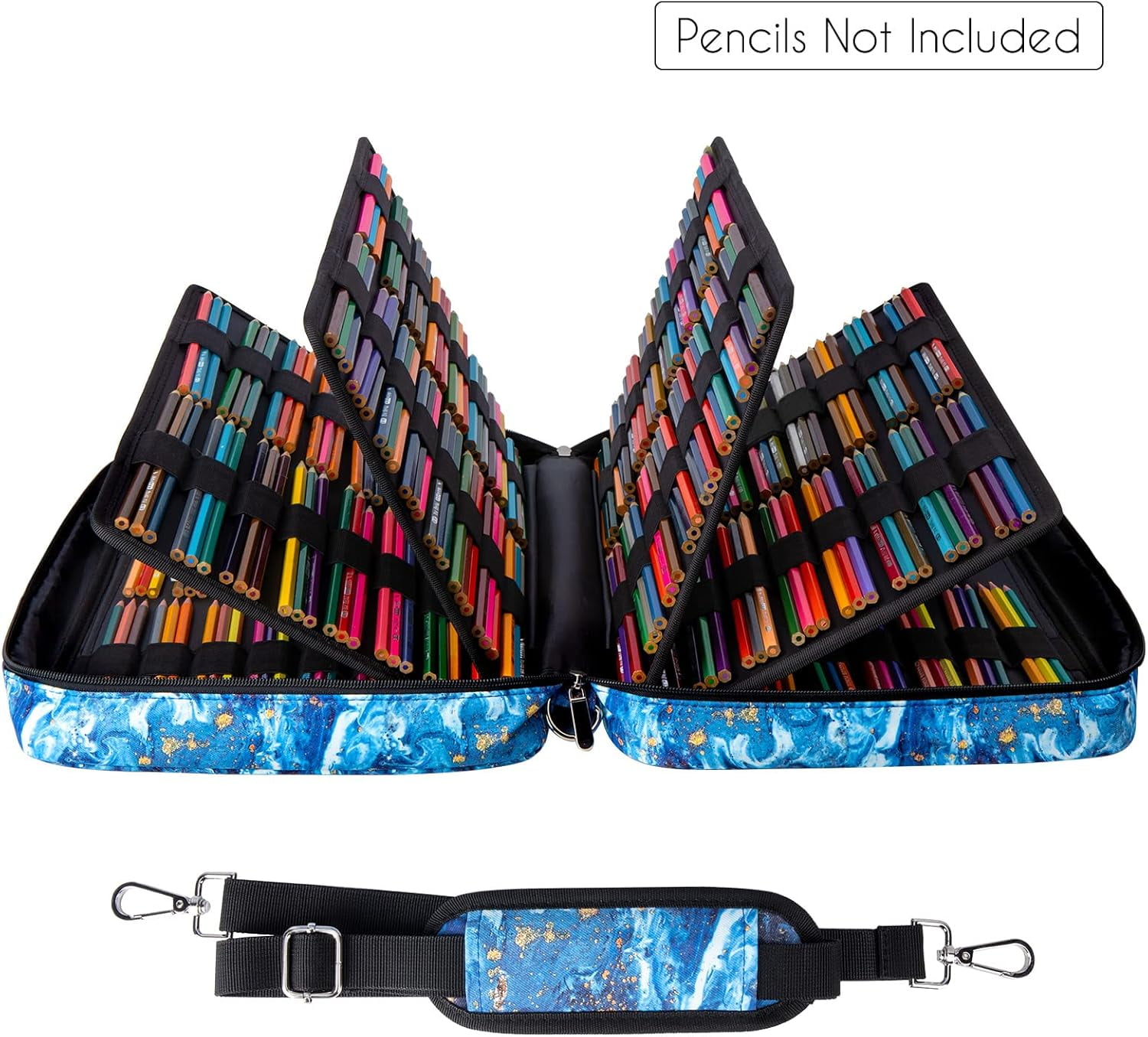YOUSHARES Big Capacity Colored Pencil Case - 480 Slots Large Pen Case Organizer with Multilayer Holder for Prismacolor Colored Pencils & Gel Pen (Quicksand Gold)