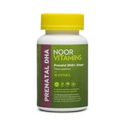 NoorVitamins Prenatal Vitamins with DHA Includes Essential Vitamins, Folic Acid, DHA & Ginger To Soothe Mom's Stomach. Non-GMO Halal Prenatal Vitamin Used Before/During/Post Pregnancy (1 Month Supply)