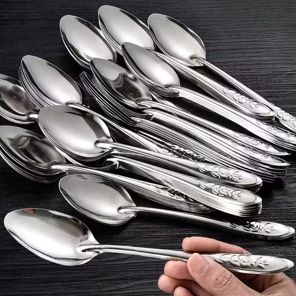 Cuchara de postre de acero inoxidable de 10 piezas con diseño elegante, perfecta for helado y sandía, utensilio de cocina perfecto for servir frutas y sopas durante las comidas familiares.