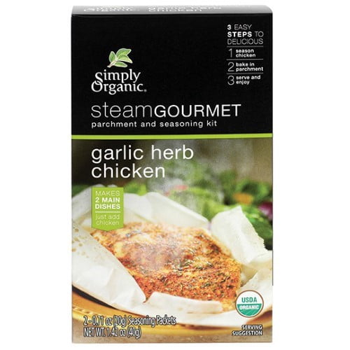 Simply Organic Steam Gourmet Parchment and Seasoning Kit, Garlic Herb