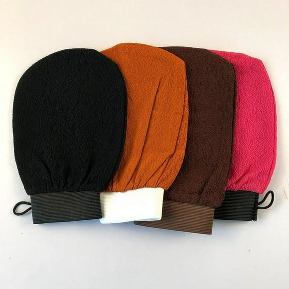 Exfoliating Glove Scrub Wash Lavender Gloves Rayon Mitt No Irritation Random mention exists in Black/Orange/Coffee/Rose Red) 4pcs same color