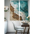 thumbnail image 4 of Teal Brown Sheer Curtains 63 Inches Long 2 Panels Sea Wave Beach Abstract Coastal Ocean Scenery Light Filtering Semi Sheer Window Curtains Drapes for Bedroom Living Room 52"x63", 4 of 7
