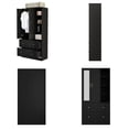 thumbnail image 6 of KULAGAGA Wardrobe Armoire with Mirror, Bedroom Closet Storage Cabinet with Extendable Hanging Rod, Open Shelves and 2 Drawers, Black, 6 of 8