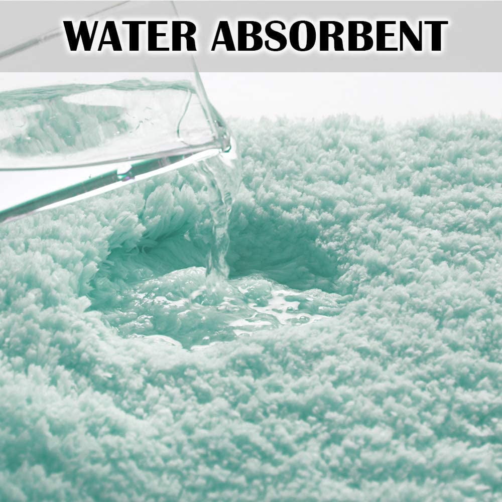 Bath Rug for Bathroom Non Slip Bathroom Mat (20 x 32, Aqua) Water Absorbent Soft Microfiber Shaggy Bathroom Rug Machine Washable Bath Mat for Bathroom Thick Plush Shower Mat