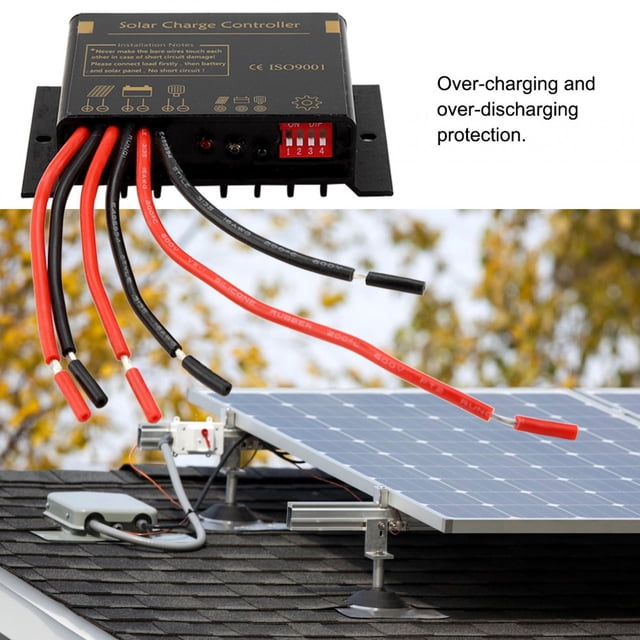 Controlador Solar Impermeable de 12 V 24 V Controlador de Carga Solar Reutilizable Con Protección Contra Sobrecarga, Descarga Excesiva y Cortocircuito para Farola