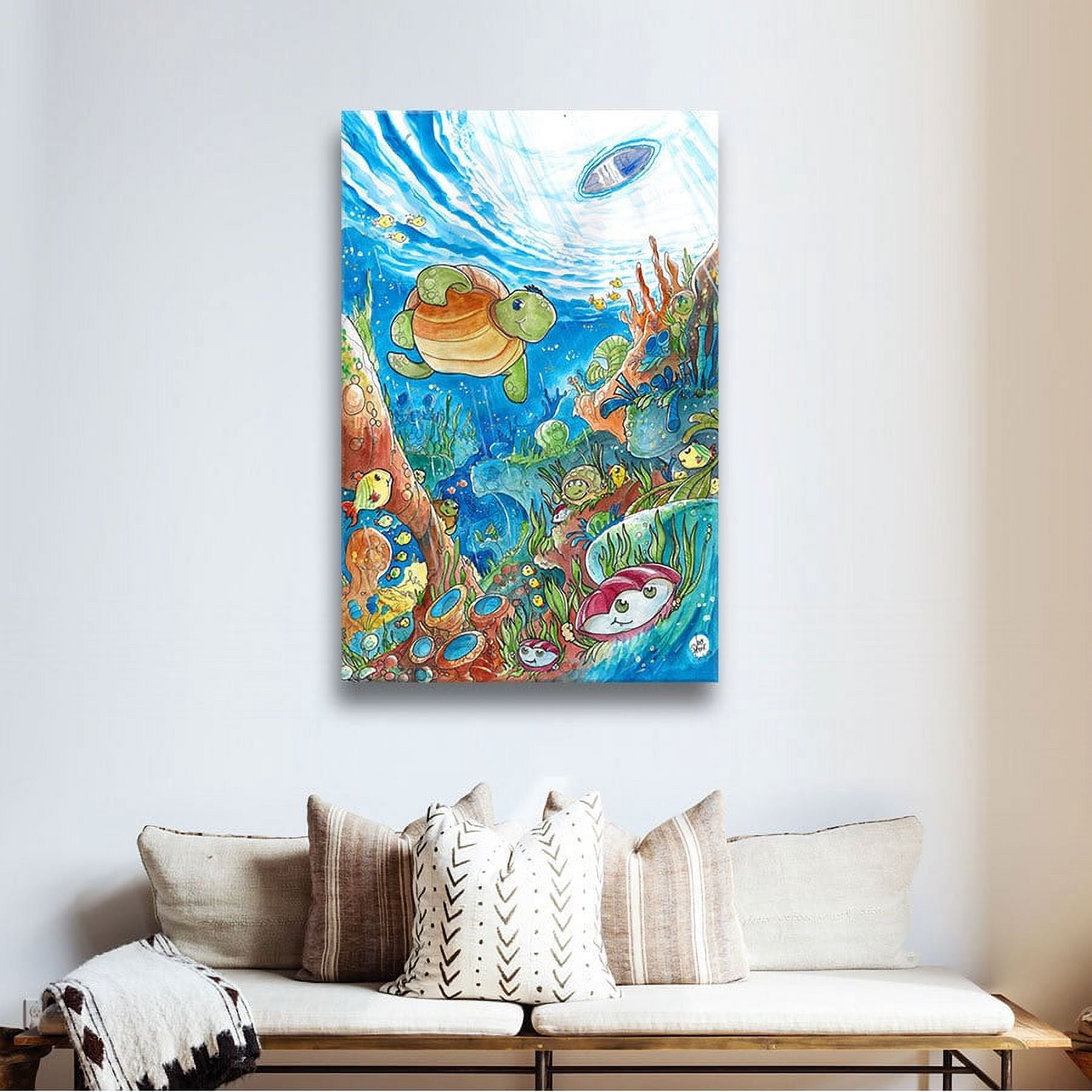 Luis Peres "Coral Dreams Watercolor" Gallery-Wrapped Canvas