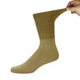 thumbnail image 5 of 12 Pairs of Big and Tall Diabetic Cotton Neuropathy Crew Socks (Khaki, Sock Size 13-16), 5 of 6