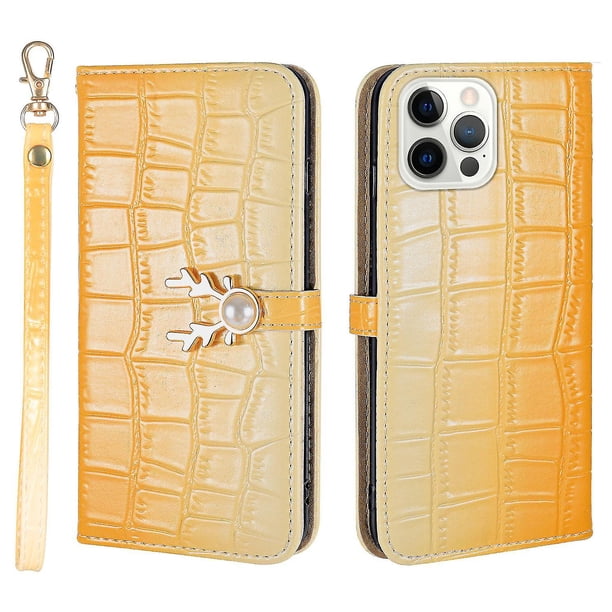 Funda con estampado de alce para iPhone 14 Pro Max con tarjetero, cordón, piel sintética, función billetera y protección contra caídas en las esquinas.
